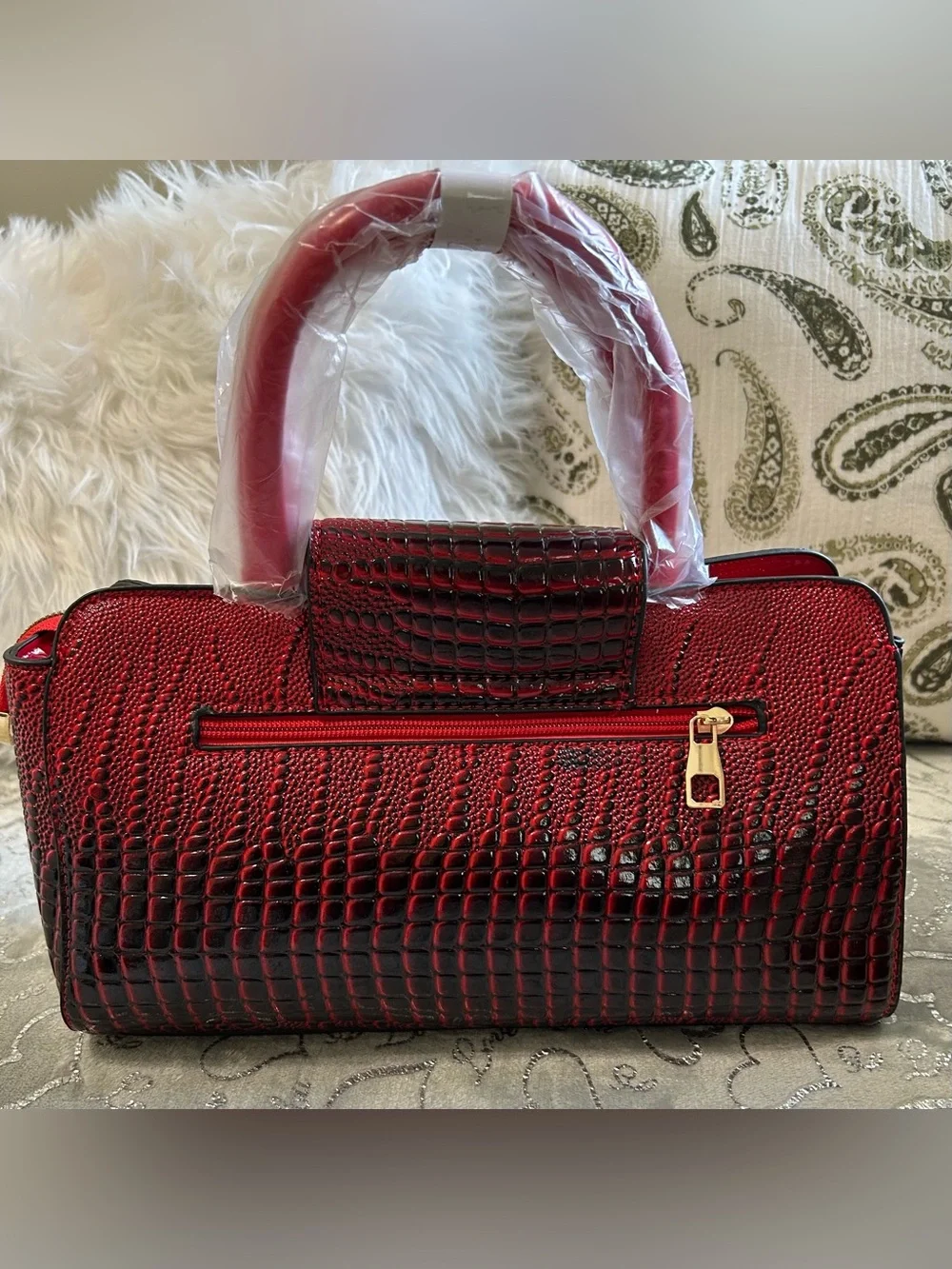 NWT Vyrmax Ruby Croc-Embossed Professional Work Satchel with Detachable Strap